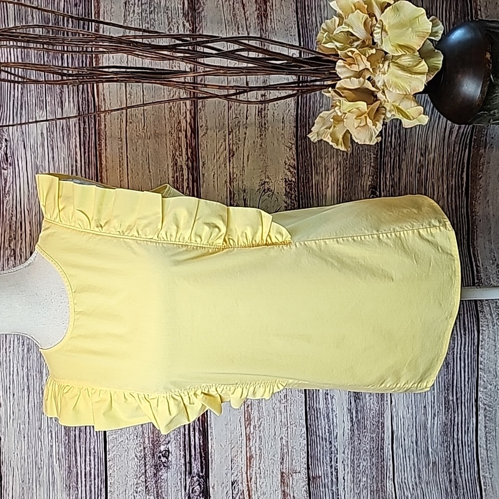 NEW MICHAEL KORS YELLOW SLEEVELESS RUFFLE FRONT PULLOVER BLOUSE TOP